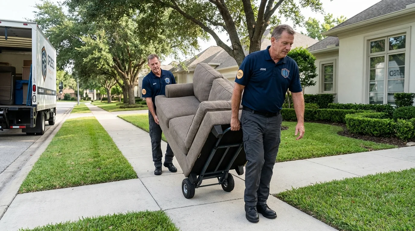 Local residential moving crew loading furniture in Skaneateles, NY